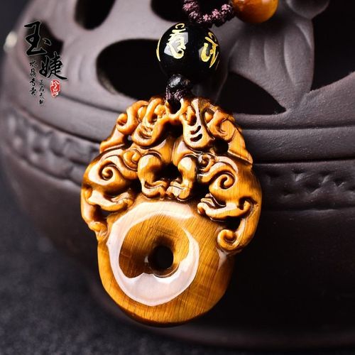 Collier Avec Pendentif En Pierre D'oeil De Tigre 100% Naturelle, Troupes Courageuses, Bijoux En Jade, Pour Hommes Et Femmes