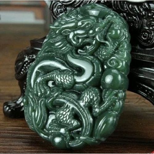Jaspe Hétien Naturel 100%, Pendentif En Jade Vert Dragon Creux, Collier De Marque, Bijoux En Jade Pour Hommes Et Femmes