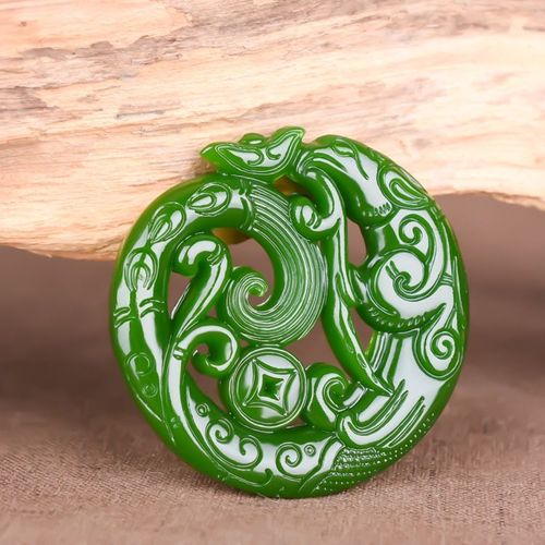Pendentif En Jade Vert Naturel Pour Femmes, Bijou En Jaspe De Dragon Sculpté À La Main