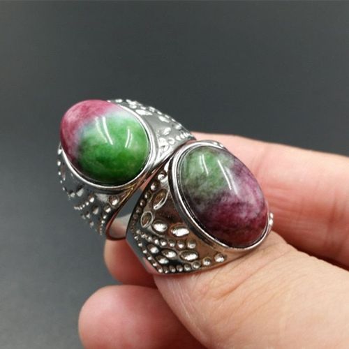 Bague En Jade Rose Avec Fleur De Pêche Naturelle Pour Hommes Et Femmes, Bague En Argent Sterling 925, Bijoux De Marque En Jade Fait À La Main