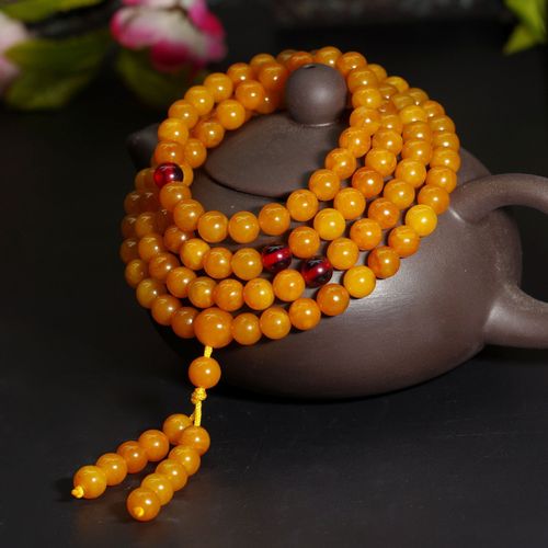 Bracelet En Cire D'abeille D'ambre Brut Naturelle, 108 Perles, 8mm, Pour Femmes, Meilleur Ami, Vrai Ambre Pressé