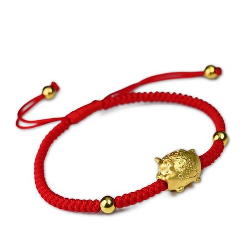 Bracelet À Chaîne Rouge Porte-Bonheur Fait À La Main, En Cuivre Plaqué Or 14k, Pour Hommes Et Femmes, Bijoux De Transit, Cadeau