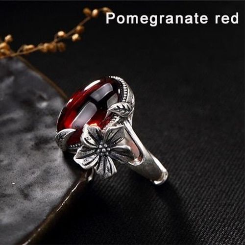 Bague Ajustable D'humeur En Argent Sterling 100% S990, Bijoux Pour Femmes, Calcédoine Blanche Naturelle, Corindon Rouge, Bague De Mariage E14
