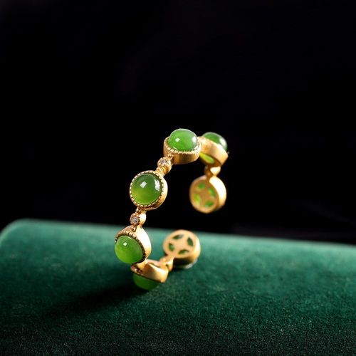 Bague En Jaspe Plaqué Argent Et Or S925 Pour Femmes, Anneaux Ouverts De Luxe Tendance En Jade Vert Naturel, Bijoux Fins, Cadeau De Fête De Fiançailles, 2021