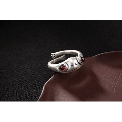 Bague En Argent Massif 990 Pour Femme, Bijoux Grenouilles Créatifs Et Vifs, Pierres Précieuses Sauvages, Grenat, Ouvert Au Doigt