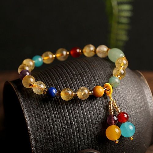 Bracelets En Citrine Naturelle Pour Femmes, Perles D'agate De Jade, Breloques D'énergie De Guérison, Chapelet, Cadeau, Bijoux Porte-Bonheur