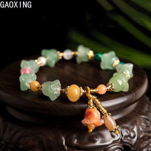 Bracelets En Jade De Soie Or Naturel, Bijoux Pour Femmes, Topaze De Haute Qualité, Bracelets En Jade Tissés À La Main De Personnalité Rétro Pour Femmes
