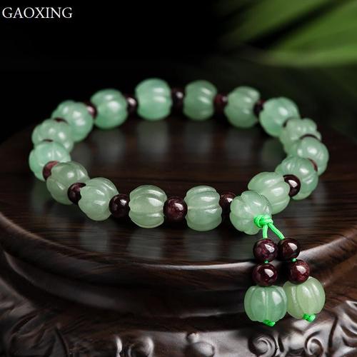 Bracelet En Aventurine Naturelle Jade Citrouille, Bijoux De Personnalité Tissés À La Main Pour Femmes, Bijoux De Jade Haut De Gamme, Cadeaux