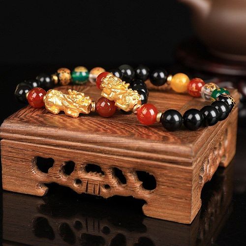 Bracelets En Obsidienne Naturelle Pour Hommes Et Femmes, Accessoires Pixiu, Cinq Éléments De Transport, Bracelet Porte-Bonheur, Cadeau De Couple