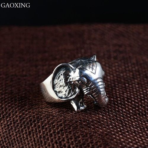 Bague En Argent S925 En Forme D'éléphant, Bijou Artisanal Rétro, Style De Couple, Ouvert, Tridimensionnel