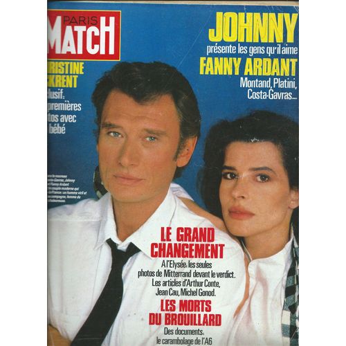 Paris Match 28/03/1986 Johnny Hallyday, Fanny Ardant, Montand, Platini, Costa-Gavras,  Ventura, Linda De Suza, France Gall, Michel Berger.Anouilh, Copi, Jean Poiret, Sade, Chantal Goya, Ursula Andress