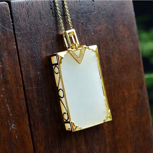 Pendentif En Jade Naturel Hetian Pour Femmes, Plaque De Tranquillité Et De Paix, Collier Rétro En Argent, Cadeau Haut De Gamme Pour Mères