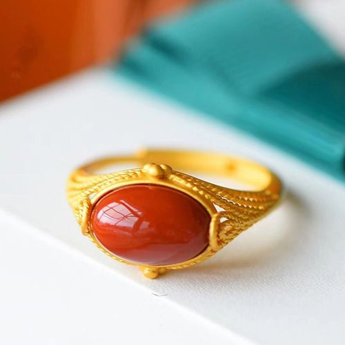 Bague En Agate Rouge Du Sud Naturelle, Style Cour, Gros ¿Ufs Nouilles, En Argent Sterling 925, Anneau Ancien Artisanal En Or Pour Femme, Anneau Ouvert