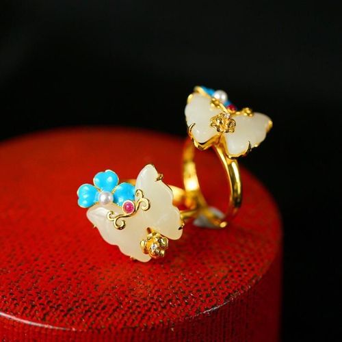 Bague Papillon En Argent Sterling Hetian Jade, Design Original, Anneau Ouvert Classique De Style Chinois, Accessoires Féminins