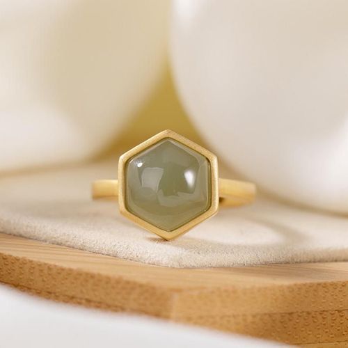 Bagues En Argent Sterling S925 Pour Femmes, Anneaux De Personnalité Haut De Gamme Hetian Jade Gris Jade Simple Jade Style Ouvert