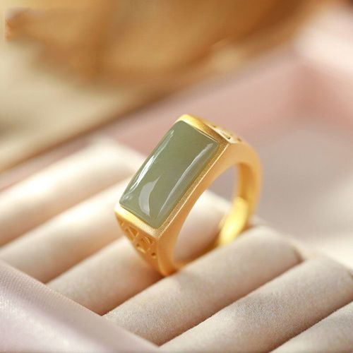 Bague En Argent Sterling S925 Incrustée De Jade Gris Hétian, Accessoire De Mode Rétro Classique Pour Femme, Bague Assortie Avec Tout