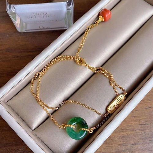 Bracelet Rétro Hetian Pour Femmes, Bijoux En Argent Sterling S925, Dorure Émeraude Naturelle