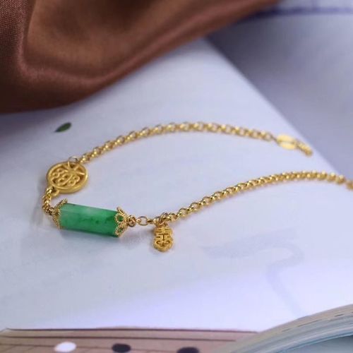 Bracelet Hetian Jade Vert En Argent Sterling S925, Marque Happy Avec Mosaïque Jade Aussi Bien Que La Pluie, Tendance Pour Femmes, Nouvelle Collection