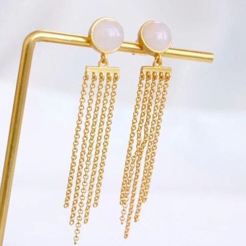 Boucles D'oreilles En Argent Sterling S925 Plaqué Or, En Agate Rouge Du Sud, En Jade Hetian, Design Spécial, Pour Femmes