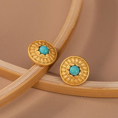 Boucles D'oreilles En Argent S925 Pour Fille, Pendentif Multi-Chair, Design Artisanal Original, Convient Au Visage Rond Turquoise