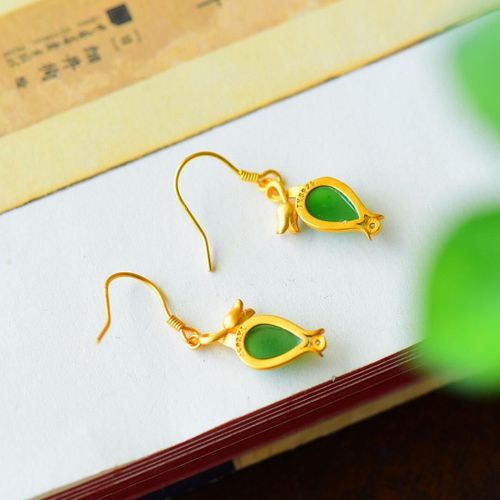 Boucles D'oreilles Féeriques En Jaspe, Style Mori, En Argent Sterling, Pendentif En Jade Hetian Pour Femme, Collier En Fleur Magnolia F