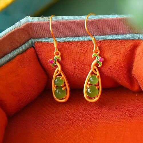 Boucles D'oreilles En Tourmaline Verte Super Ying Runyang, Argent Sterling, Dorure Émail, Petites Fleurs Rétro Ethnique St Pour Femmes