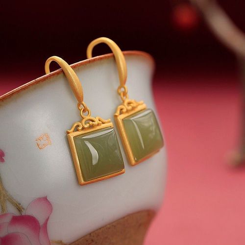 Boucles D'oreilles Hetian En Argent Sterling S925, En Jade Gris, Minimaliste, Élégantes, Uniques, Géométriques