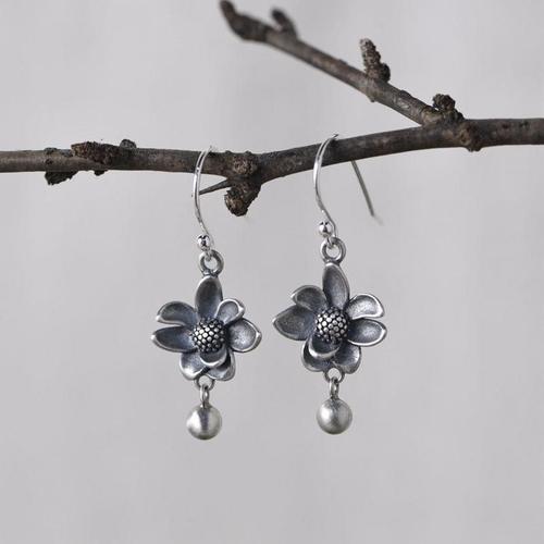 Boucles D'oreilles Tournesol En Argent Sterling S925 Pour Femmes, Vintage, Mode Nationale, Ornement Élégant, Pompon Intellectuel, Marcade Argent E