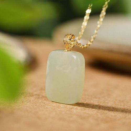 Pendentif En Jade Naturel Hetian Gris, Pendentif Vintage Porte-Bonheur, Chaîne De Chandail Pour Femmes, Bijoux De Clavicule
