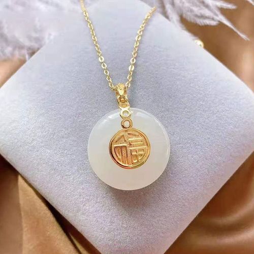 Pendentif En Argent Sterling, En Jade Naturel Hetian, Une Petite Boucle De Sécurité Rétro Pour Femmes