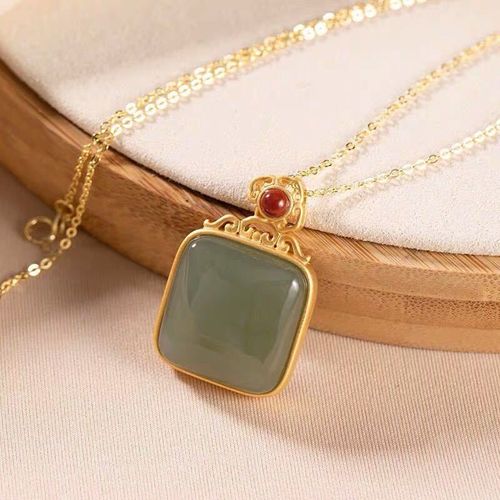 Pendentif En Jade Gris, Argent Sterling S925, Or Ancien, Vintage, Haut De Gamme, Élégant, Collier Pour Femmes, Magnolia, Clavicule, Chai