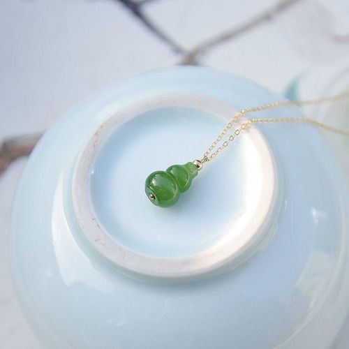 Gourde En Jade Naturel Pour Femmes, Argent Sterling 925, Hetian Jade Vert, Pendentif Calebasse, Collier Pour Femmes