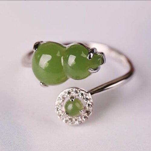 Jade Naturel Hetian Pour Femmes, En Argent S925, Jaspe De Jade Blanc Incrusté, Gourde De Mode, Cadeau De Bague D'ouverture