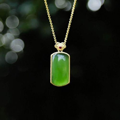 Pendentif En Jade Vert Hétian Naturel, Collier En Argent Sterling S925 En Or Pour Femmes, Cadeau Pour Mamans