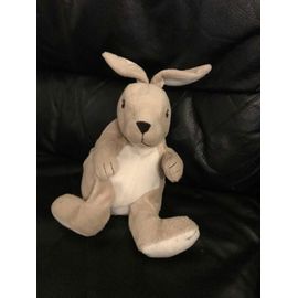 Doudou Kangourou Gris Et Blanc 20cm