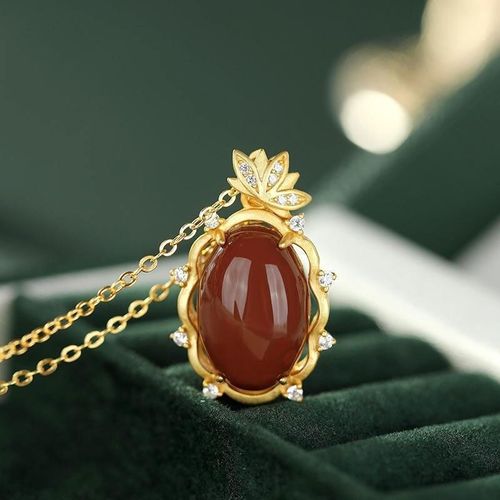 Collier Pendentif Lotus En Agate Rouge Du Sud, En Argent Sterling S925, Incrusté De Technologie De Meulage De Haute Qualité, Exquis, Nec Pour Femmes