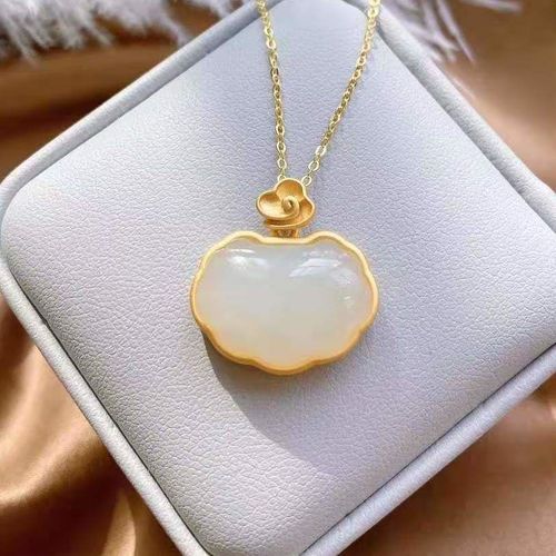 Chaîne De Clavicule En Jade Naturel Hetian Pour Femme, Pendentif De Sécurité Et Porte-Bonheur, En Argent Sterling S925 Incrusté De Dorure, Artisanat Porte-Bonheur