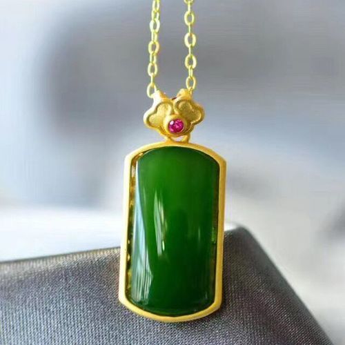 Pendentif En Jade Vert Hétian Naturel, Collier En Or Argenté Pour Femmes, Cadeau Pour Mamans, Chaîne De Clavicule Han Chinois C