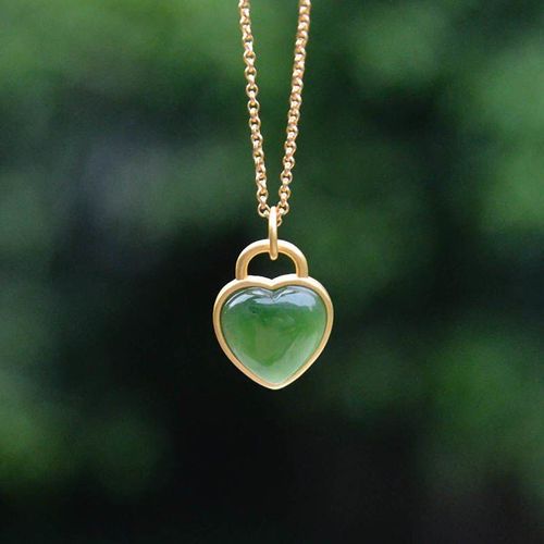 Pendentif En Jade Vert Hétian Naturel En Forme De C¿Ur, Collier En Jaspe De Jade Pour Femmes, Cadeau D'anniversaire, Bijoux