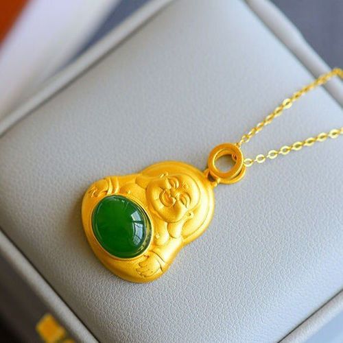 Jaspe De Jade Blanc Hétien Naturel, Pendentif Bouddha Souriant, En Argent Sterling 925, Pour Hommes Et Femmes, Ornement De Mode Pour Anniversaire De Couple