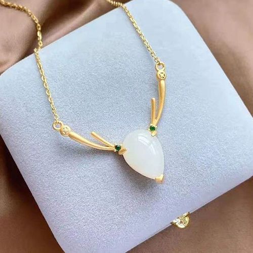 Collier En Jade Naturel Hetian Pour Femme, Pendentif En Argent Sterling, Chaîne De Clavicule, Bois, Cadeau Créatif Pour Petite Amie
