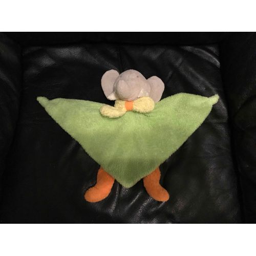 Doudou Peluche Plat Éléphant Triangle Vert Nounours
