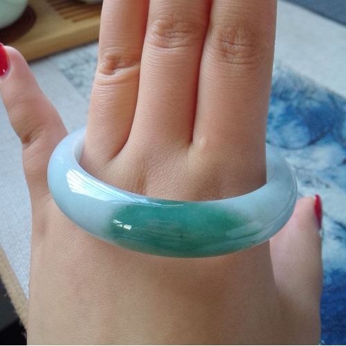 Bracelet De Princesse En Jade Naturel Du Zodiaque, Classe A, 54-62mm, Deux Tons, Bleu, Exquis, Envoyer Un Certificat