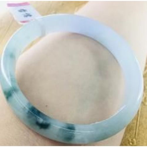 Bracelet En Jade Naturel Pour Femme, Magnifique, Demi-Vert, Demi-Blanc, 54-61mm, Bijou De Princesse, Cadeau