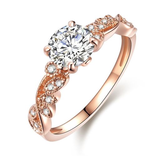 Bagues En Or Rose Pour Femmes, Bijoux Élégants Et De Luxe, Bague Avec Fleurs, Cadeaux De Saint-Valentin, Fête De Mariage Romantique