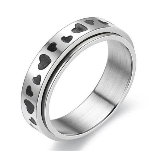 Bague Rotative En Acier Inoxydable En Forme De C¿Ur Pour Hommes Et Femmes, Bijoux Élégants, Couleur Argent, Simple, À La Mode, Nouvelle Collection