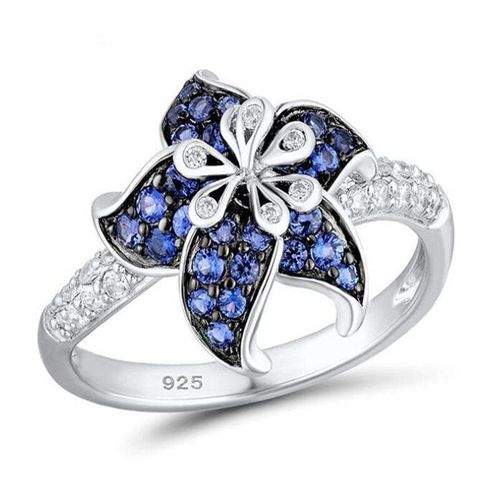 Bague Luxueuse Et Charmante Avec Fleur En Argent Pour Femmes, Anneau De Fête Élégant En Cristal, Style Coréen, Accessoires De Bijoux