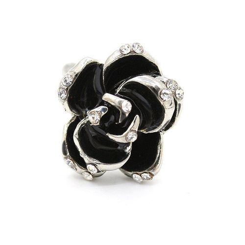 Bague Ouverte En Cristal Pour Femme, Rétro, Rose Noire, Élégante, Pour Fête De Mariage, Accessoires, Mode, Bijoux, Cadeau De Saint-Valentin