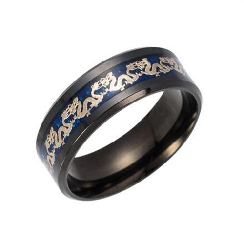 Bague Dragon Rétro Pour Homme, En Acier Inoxydable, Bleu Et Noir, Breloque Cool, Accessoires, Cadeaux Pour Amis