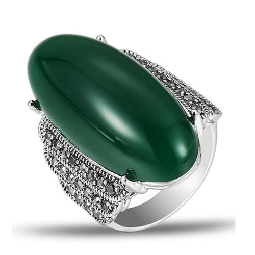 Bagues Argentées Pour Femmes, Bijoux De Luxe, Cristal Vert, Index, Accessoires Créatifs, Cadeaux, Europe Et Amérique